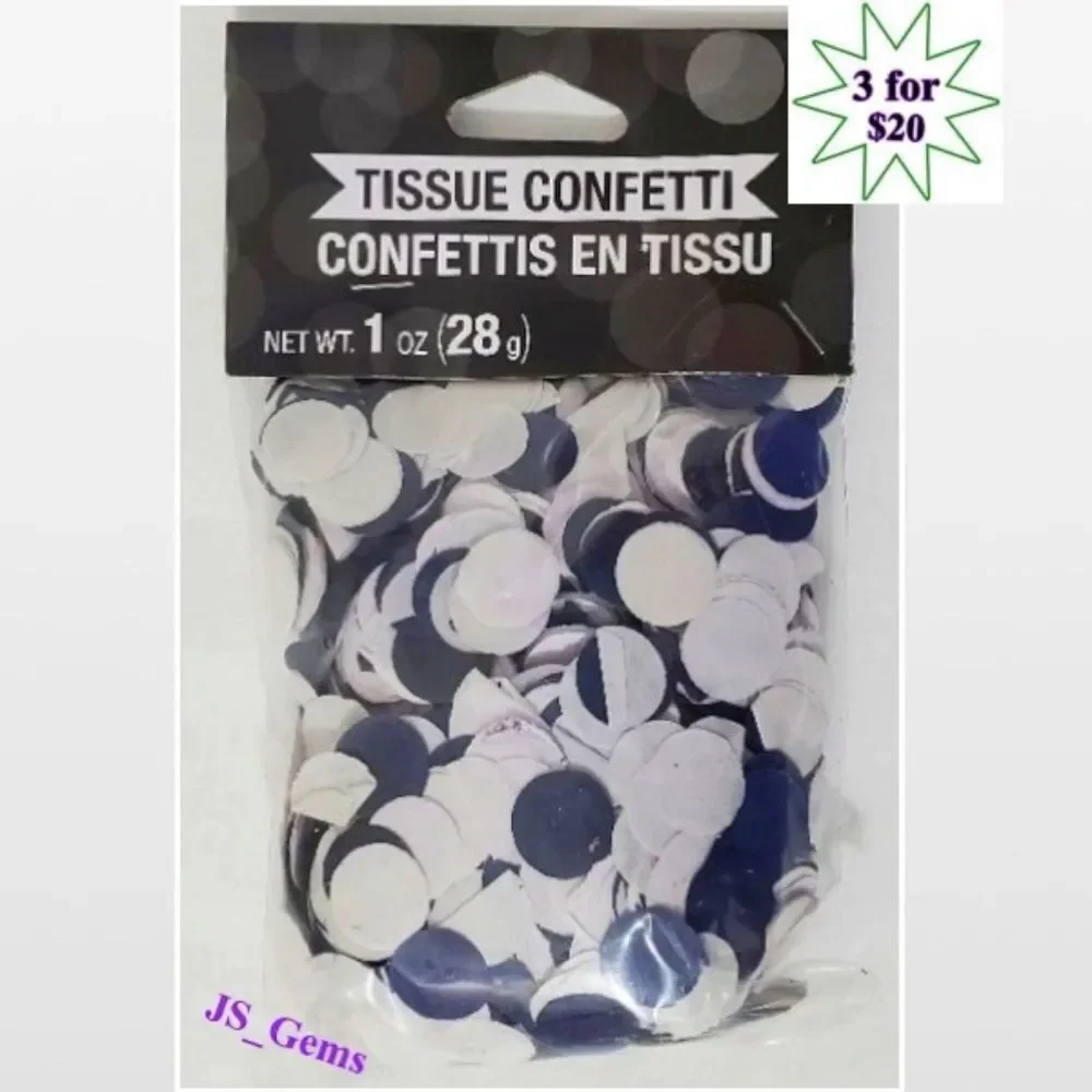 New Confetti Blue White Round Circles Party Home Table Top Decoration NWT